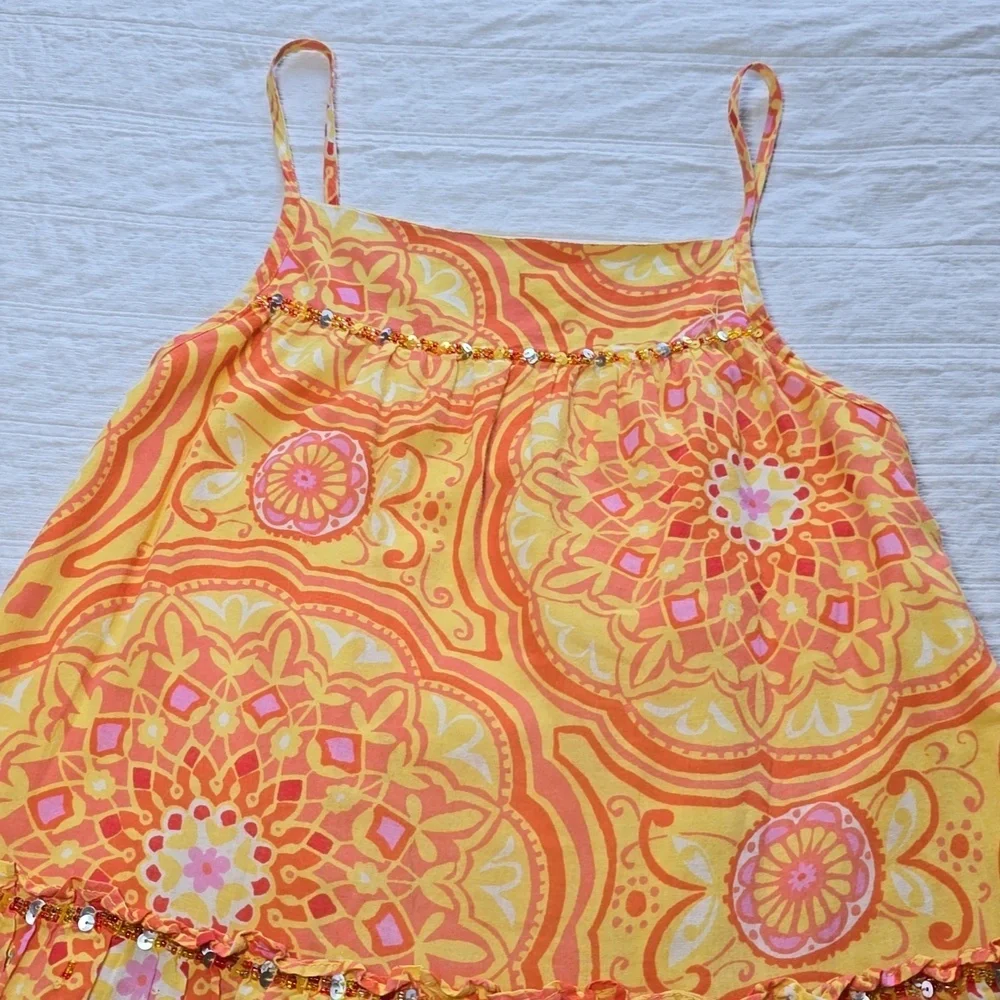 GAP Kids Vibrant Orange &  Pink Floral Sundress - Size 8 (IMPERFECT)